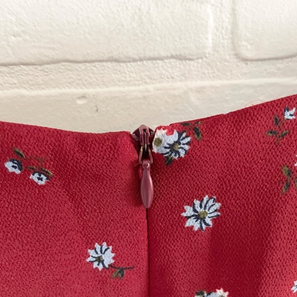 Vintage 90s Maxi dress Empire waist Sleeveless Floral Dark Red Burgundy Sz 13 - Picture 6 of 14